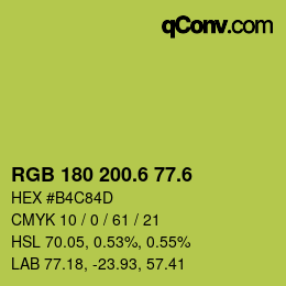 カラーコード: RGB 180 200.6 77.6 | qconv.com