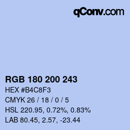 カラーコード: RGB 180 200 243 | qconv.com