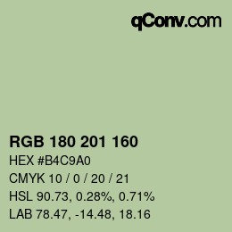 Color code: RGB 180 201 160 | qconv.com