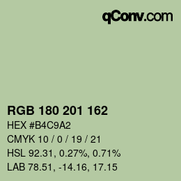 Color code: RGB 180 201 162 | qconv.com