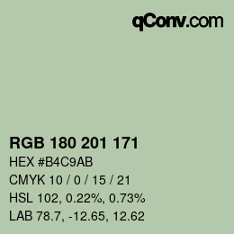 Color code: RGB 180 201 171 | qconv.com