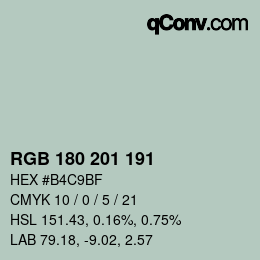 Color code: RGB 180 201 191 | qconv.com