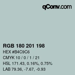 Color code: RGB 180 201 198 | qconv.com