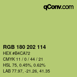 颜色代码: RGB 180 202 114 | qconv.com