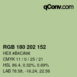 Código de color: RGB 180 202 152 | qconv.com