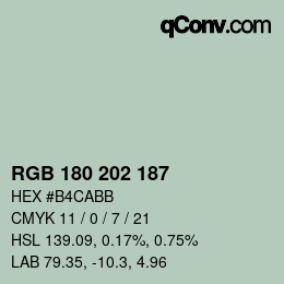 颜色代码: RGB 180 202 187 | qconv.com