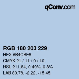 Código de color: RGB 180 203 229 | qconv.com