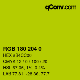カラーコード: RGB 180 204 0 | qconv.com