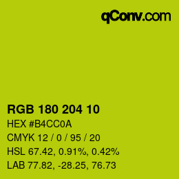 Color code: RGB 180 204 10 | qconv.com