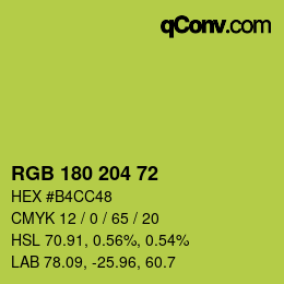 Color code: RGB 180 204 72 | qconv.com