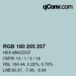 颜色代码: RGB 180 205 207 | qconv.com