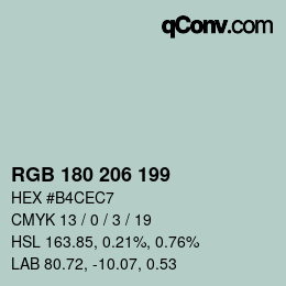 Color code: RGB 180 206 199 | qconv.com