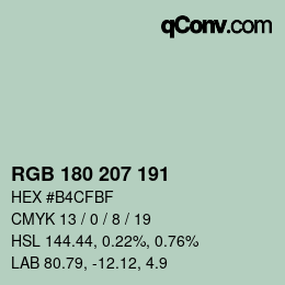 Color code: RGB 180 207 191 | qconv.com