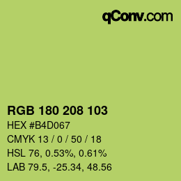 Color code: RGB 180 208 103 | qconv.com