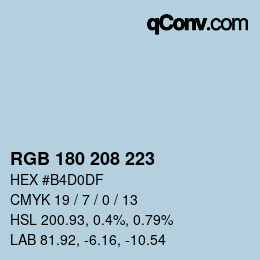 Color code: RGB 180 208 223 | qconv.com