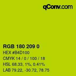 Color code: RGB 180 209 0 | qconv.com