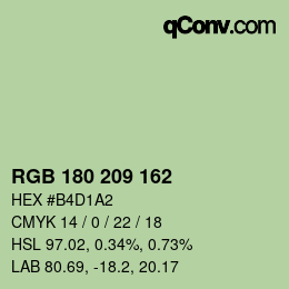 Color code: RGB 180 209 162 | qconv.com