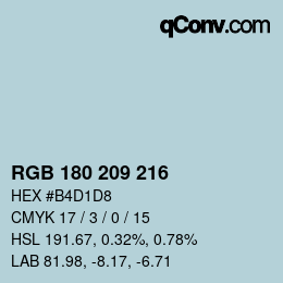 Color code: RGB 180 209 216 | qconv.com