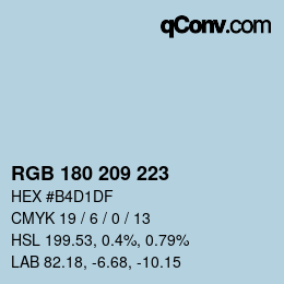 カラーコード: RGB 180 209 223 | qconv.com
