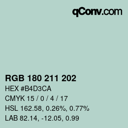 颜色代码: RGB 180 211 202 | qconv.com