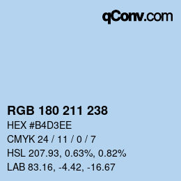 Color code: RGB 180 211 238 | qconv.com