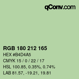 Color code: RGB 180 212 165 | qconv.com