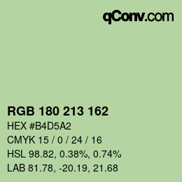 カラーコード: RGB 180 213 162 | qconv.com