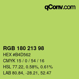 Color code: RGB 180 213 98 | qconv.com