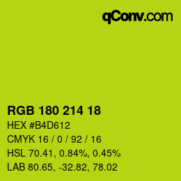Color code: RGB 180 214 18 | qconv.com