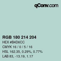 Color code: RGB 180 214 204 | qconv.com