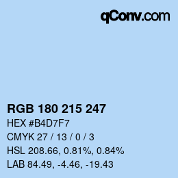 Color code: RGB 180 215 247 | qconv.com