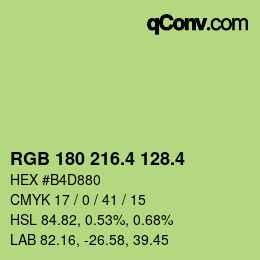 カラーコード: RGB 180 216.4 128.4 | qconv.com
