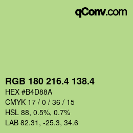 カラーコード: RGB 180 216.4 138.4 | qconv.com