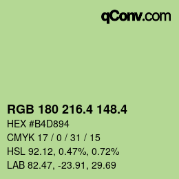 カラーコード: RGB 180 216.4 148.4 | qconv.com