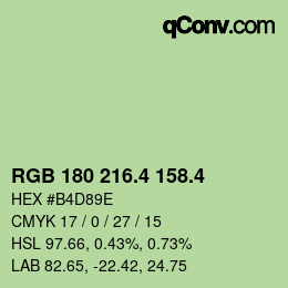 カラーコード: RGB 180 216.4 158.4 | qconv.com