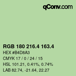 カラーコード: RGB 180 216.4 163.4 | qconv.com