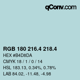 カラーコード: RGB 180 216.4 218.4 | qconv.com