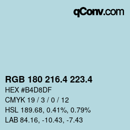 カラーコード: RGB 180 216.4 223.4 | qconv.com