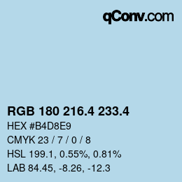 カラーコード: RGB 180 216.4 233.4 | qconv.com