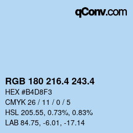 カラーコード: RGB 180 216.4 243.4 | qconv.com