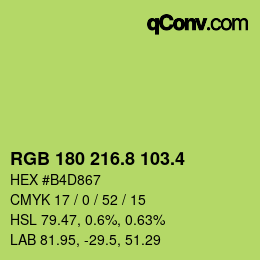 カラーコード: RGB 180 216.8 103.4 | qconv.com