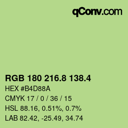 カラーコード: RGB 180 216.8 138.4 | qconv.com