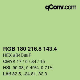 カラーコード: RGB 180 216.8 143.4 | qconv.com
