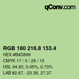 カラーコード: RGB 180 216.8 153.4 | qconv.com