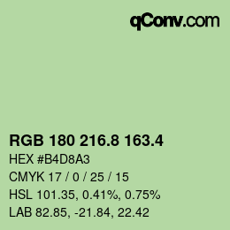 カラーコード: RGB 180 216.8 163.4 | qconv.com