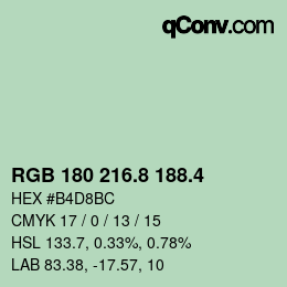 カラーコード: RGB 180 216.8 188.4 | qconv.com