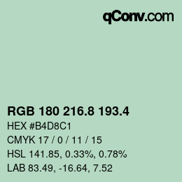 カラーコード: RGB 180 216.8 193.4 | qconv.com