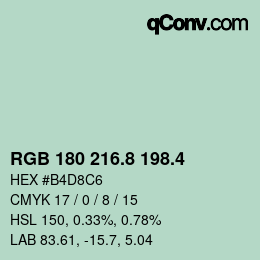カラーコード: RGB 180 216.8 198.4 | qconv.com