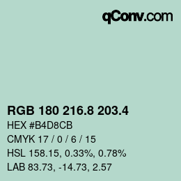 カラーコード: RGB 180 216.8 203.4 | qconv.com