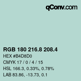 カラーコード: RGB 180 216.8 208.4 | qconv.com